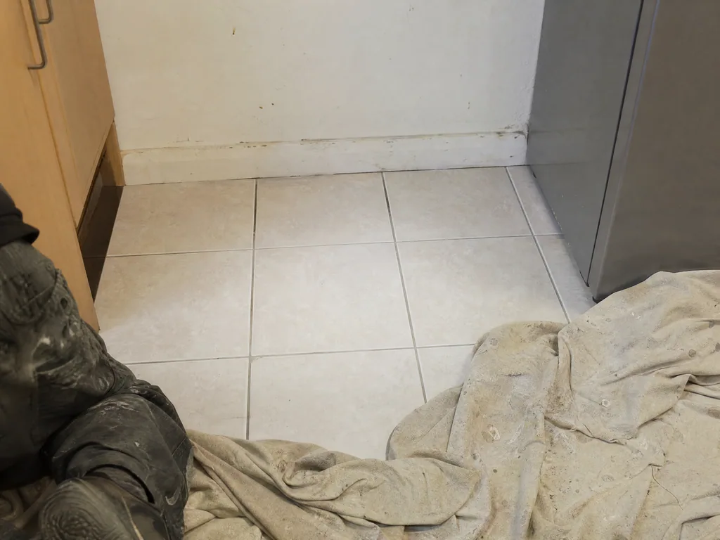 The same kitchen floor made good after the leak was repaired, Nottingham